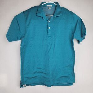 Peter Millar Mens Size Large Turquois Blue Cotton Short Sleeve Polo